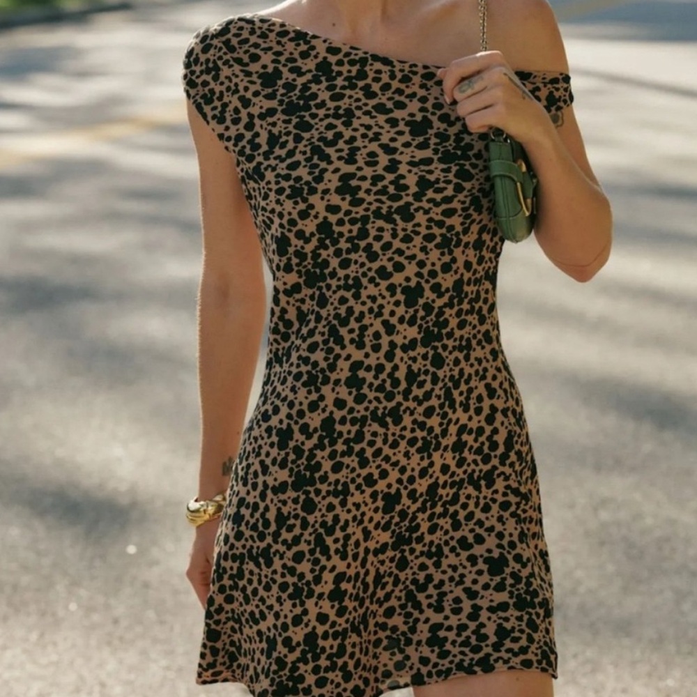 Reformation Print One-Shoulder Mini Dress